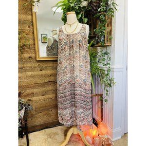 Calypso St. Barth S Silk Maxi Dress Floral Sleeveless Layer Flowy Boho Sheer